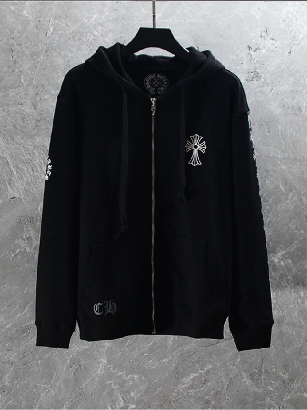 Black Chrome CH Zip-Up Hoodie